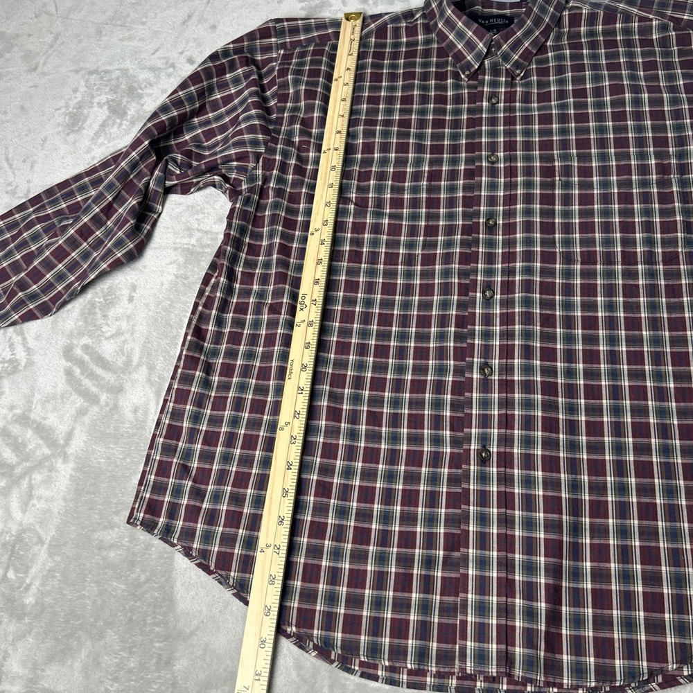 Van Heusen Shirt Mens Large Plaid Long Sleeve Button Up Wrinkle Free - Picture 6 of 10